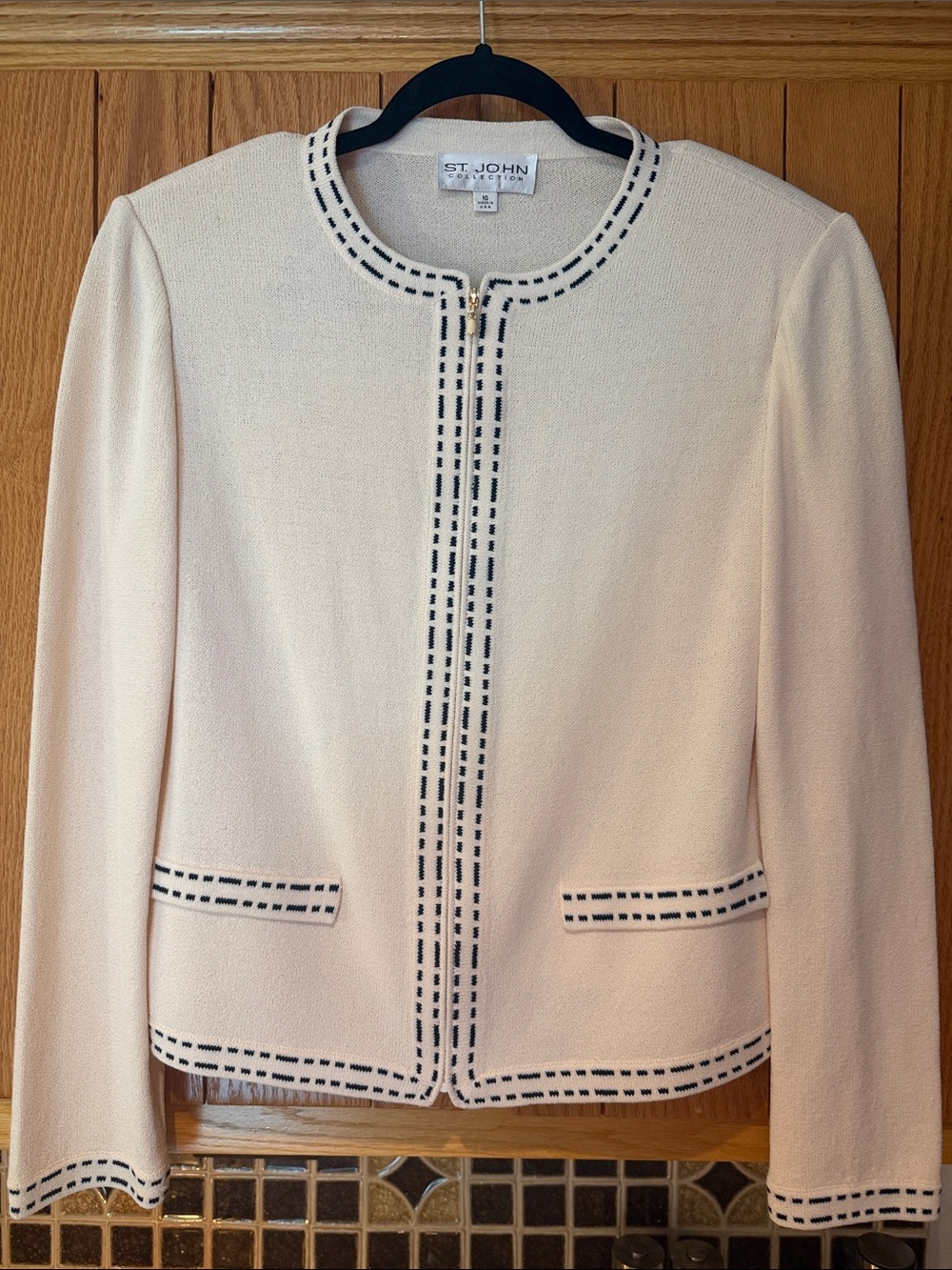 St. John Cream Jacket with Black Trim